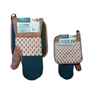 SET GUANTE + TOMAOLLA CON NEOPRENE DORAL (100% ALGODÓN/TWILL) - CAFÉ