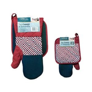 SET GUANTE + TOMAOLLA CON NEOPRENE DORAL (100% ALGODÓN/TWILL) - ROJO