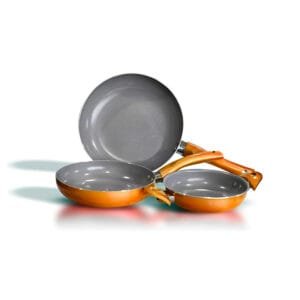 TRI-PACK SARTENES ALUM/TITANIO 20+24 CMS + PAILA ALUM. 16 CMS - LÍNEA PALERMO - SALMÓN