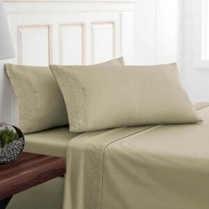 Juego De Sabanas Broderie Santorini 1.5 plazas Doral - crudo