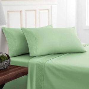 Juego De Sabanas Broderie Santorini 1.5 plazas Doral – Verde