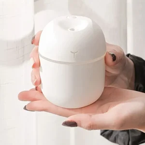 Mini Humificador de aire de 220ML, difusor de aceites esenciales USB, Humidificador para el hogar, coche y oficina con lámpara LED de noche, ambientador – Blanca