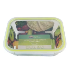 Hermético de Vidrio Borosilicato con Tapa Fresh Rectangular 370 ml - Marca DORAL