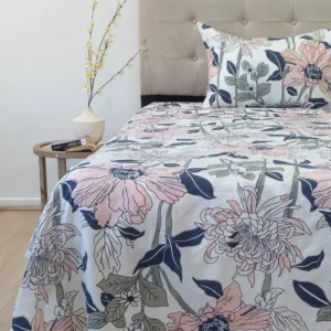 Juego de Sábanas Aterciopeladas Flor Rosa 210 Hilos TOMISA – 1.5 Plazas