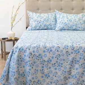 Juego de Sábanas Aterciopeladas Flor Celeste 210 Hilos TOMISA 2.0 Plazas
