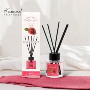 Aromatizador de Vidrio con 5 Varillas – Kuxuan Fragances – Aroma Rose