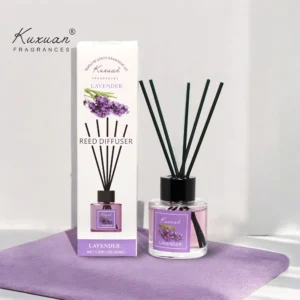 Aromatizador de Vidrio con 5 Varillas – Kuxuan Fragances – Aroma Lavander