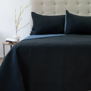 Cubrecama Quilt Reversible Bi Color King Doral 250×240 cm AZUL/NEGRO