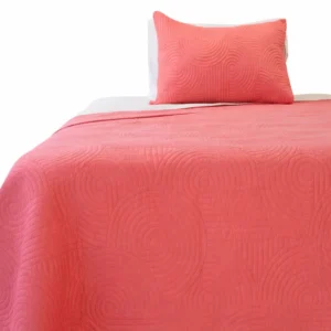 Cubrecama Quilt Reversible Bi Color 2 Plazas Doral 220×240 cm Naranjo/Gris