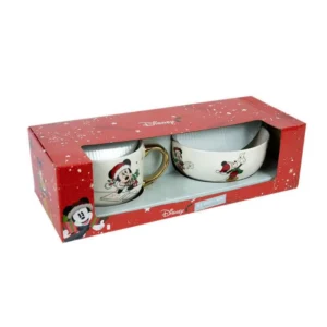 Set Tazón + Bowl 520 ml Cerámica Blanca Navidad Disney