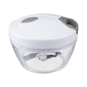 Mini Procesador de Alimentos Manual, Picadora 3 Cuchillas Acero Inoxidable - tapa blanca