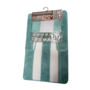 Set de Baño 15 Piezas Jacquard/Lineas verde, blanca