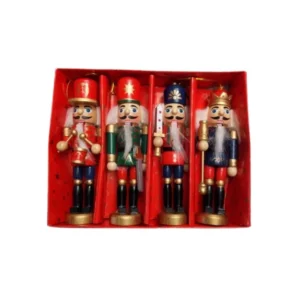 Pack de 4 Soldados Cascanueces Navideños | Colores Variados | 13 cm de Altura