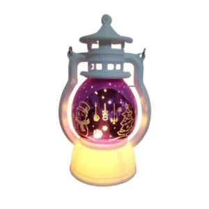 Pequeña Linterna Láser LED de Navidad – Proyector Festivo Portátil - Blanco Morado