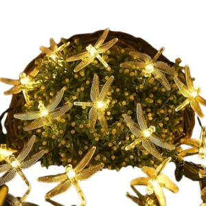 Lámpara Solar LED de Libélulas, 30 Luces Cálidas