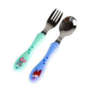 Set de Cubiertos Metálicos Zootopia – Cuchara y Tenedor con Diseños de Judy Hopps y Nick Wilde