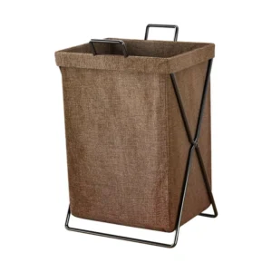 Cesta de almacenamiento de tela con soporte grueso – 35×25×58 cm - Café