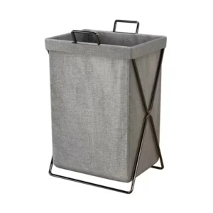 Cesta de almacenamiento de tela con soporte grueso – 35×25×58 cm - Gris