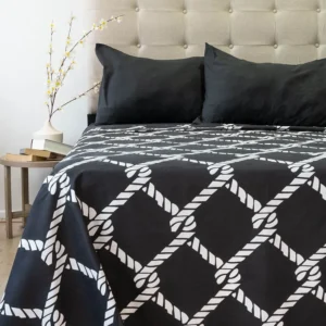 Juego de Sábanas Aterciopeladas Composé 2 PLAZAS 210 Hilos 100% Poliéster – 4 Piezas 150x200 cm - Negro