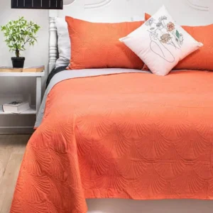 Quilt Hotpress Bicolor Doral 2 Plazas - Naranjo, Gris