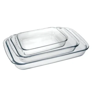 Set 3 Asaderas Rectangulares Marinex Aptas para Horno | Vidrio Templado 1,6L 2,2L 2,9L