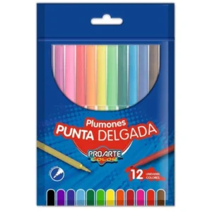 Plumones ProArte Punta Delgada 12 Colores | Marcadores Finos para Dibujo y Escritura