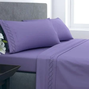 Juego de Sábanas Bordadas 2,5 Plazas 210 Hilos – 100% Poliéster Suave y Resistente