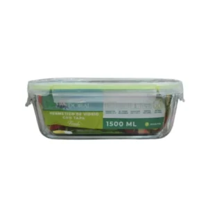 Hermético de Vidrio Rectangular DORAL Fresh 1500 ml con Tapa | Contenedor Hermético para Alimentos