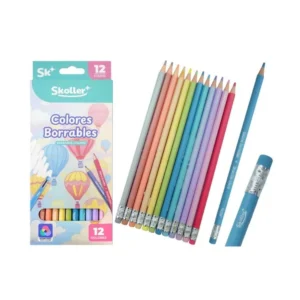 Lápices de Colores Borrables Skoller – Set de 12 Tonos Pastel