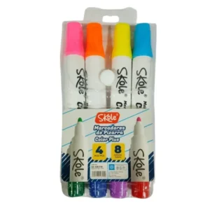 Set de Marcadores para Pizarra Skole Color Plus | Set 4 Piezas con 8 Colores