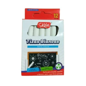 Tizas Blancas Skole 12 Piezas | Tiza Escolar de Alta Calidad para Pizarrón
