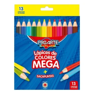 Lápices de Color Proarte Mega Jumbo Mina 5mm Hexagonal – Caja x12 + Sacapunta