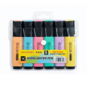 Set de 6 Destacadores Fluorescentes Pastel – Lila, Damasco, Rosa, Celeste, Menta y Amarillo | 12 x 3 cm