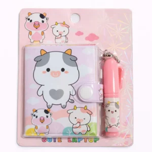 Libreta Pequeña 7x6 cm con Broche y Mini Lápiz | Cuaderno Cute Diseño Animado