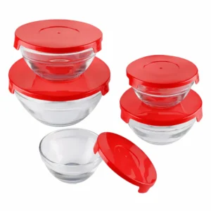 Set 5 Bowls Hermeticos | Set 9cm, 10,5cm, 13cm, 14cm y 17cm - Tapa Roja