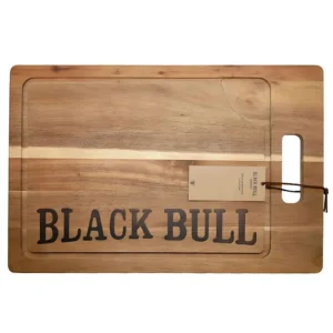 Tabla de Madera Black Bull 45 cm de Acacia Natural – Tabla de Corte Grande y Elegante para Cocina