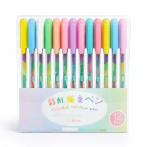 Set de 12 Bolígrafos Gel Arcoíris 0.8 mm | Tinta Multicolor Degradada