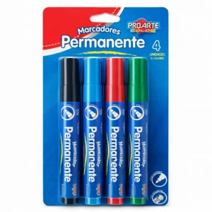 Plumones Permanentes Proarte 4 Colores | Punta Redonda y Tapa Anti Asfixia